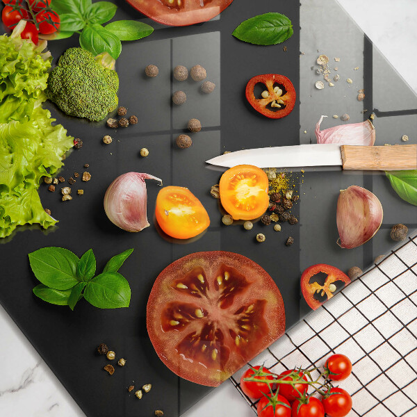 Sklenená doska na krájanie Paradajky a korenie