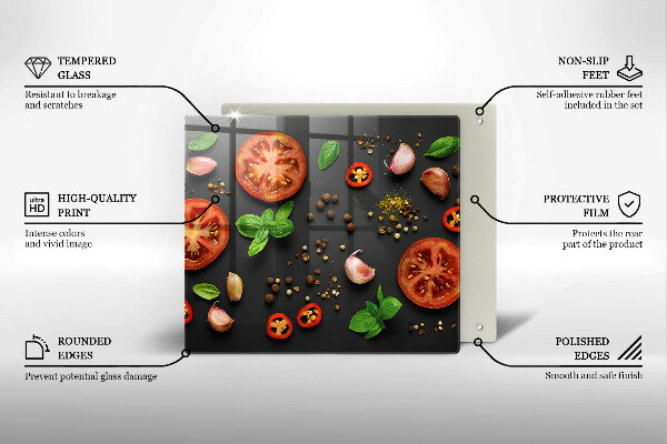 Sklenená doska na krájanie Paradajky a korenie