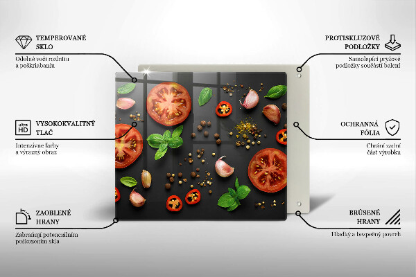 Sklenená doska na krájanie Paradajky a korenie