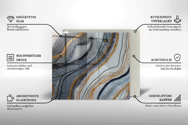 Sklenená doska na krájanie skala so zlatom