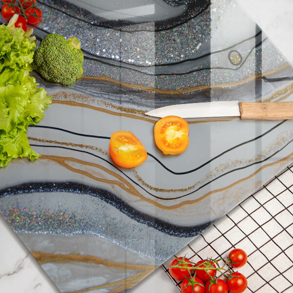 Sklenená doska na krájanie skala so zlatom