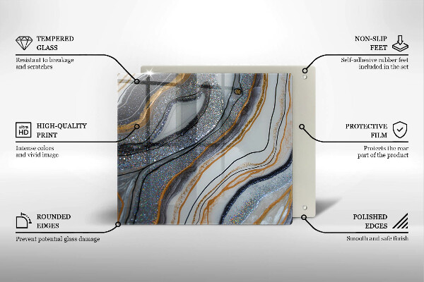 Sklenená doska na krájanie skala so zlatom