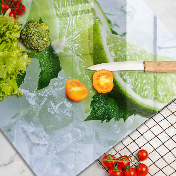 Sklenená doska na krájanie Limetková mäta a ľad