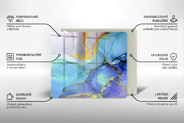 Sklenená doska na krájanie Prasknutý zlatý kameň
