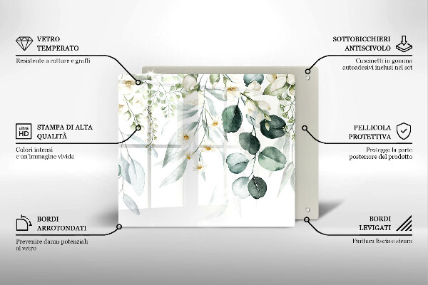 Sklenená doska na krájanie Akvarelové rastliny