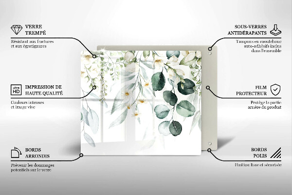 Sklenená doska na krájanie Akvarelové rastliny