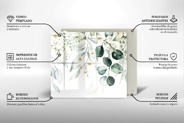 Sklenená doska na krájanie Akvarelové rastliny