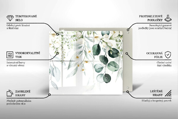 Sklenená doska na krájanie Akvarelové rastliny