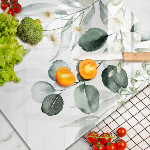 Sklenená doska na krájanie Akvarelové rastliny