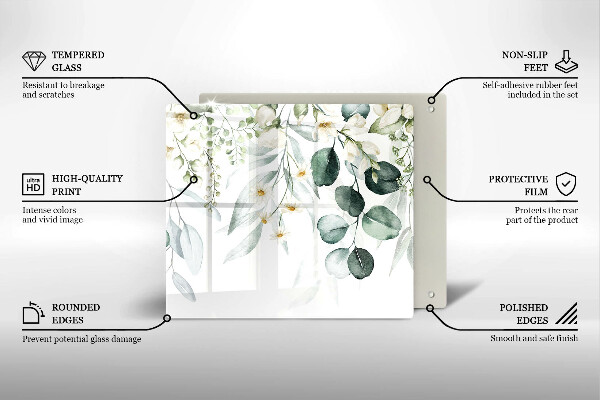 Sklenená doska na krájanie Akvarelové rastliny