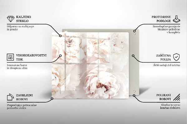 Sklenená doska na krájanie Pastelové pivonky