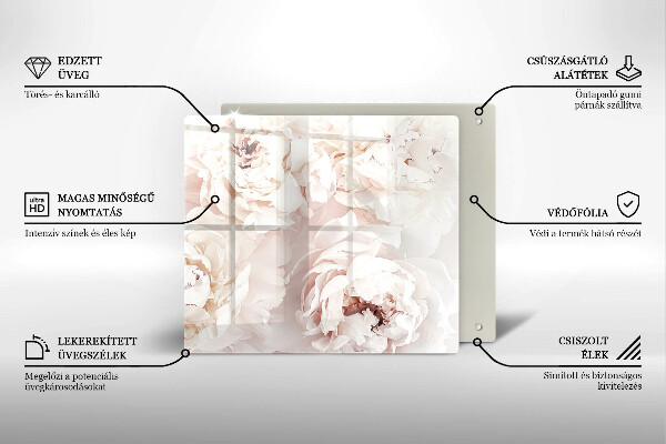 Sklenená doska na krájanie Pastelové pivonky