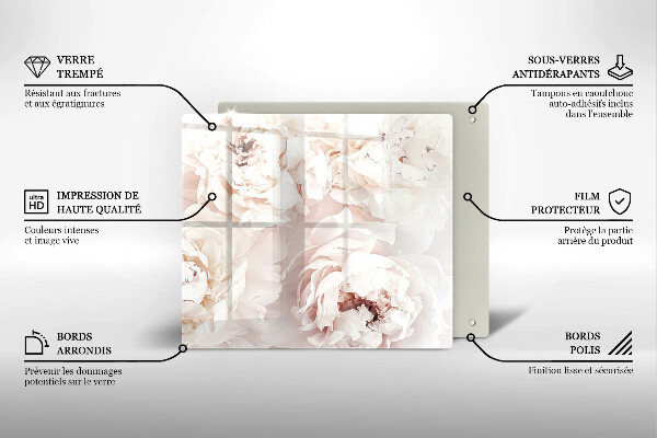 Sklenená doska na krájanie Pastelové pivonky