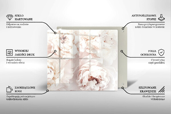 Sklenená doska na krájanie Pastelové pivonky