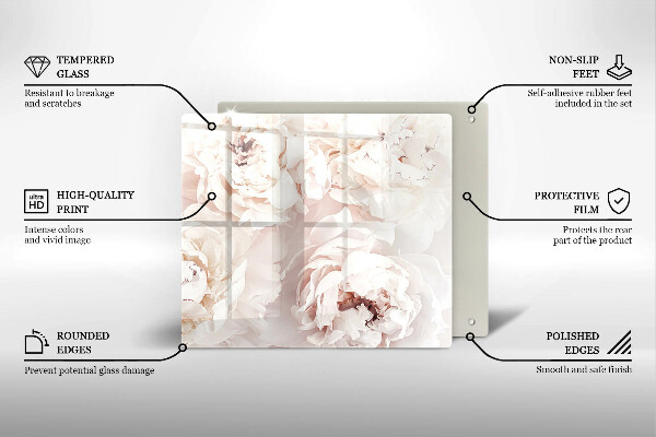 Sklenená doska na krájanie Pastelové pivonky