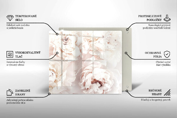 Sklenená doska na krájanie Pastelové pivonky