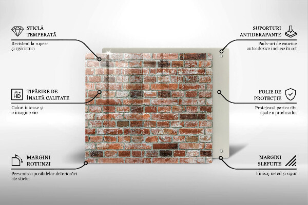 Sklenená doska na krájanie Stará tehlová stena