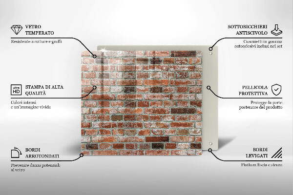 Sklenená doska na krájanie Stará tehlová stena
