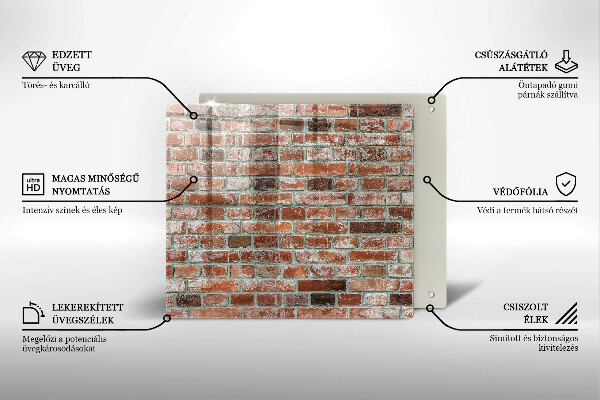 Sklenená doska na krájanie Stará tehlová stena