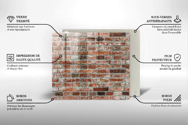 Sklenená doska na krájanie Stará tehlová stena