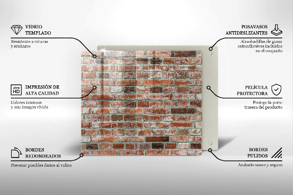 Sklenená doska na krájanie Stará tehlová stena