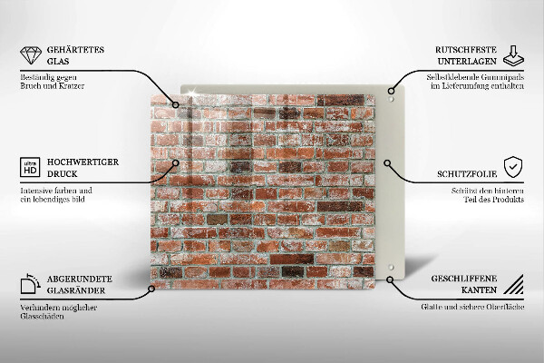 Sklenená doska na krájanie Stará tehlová stena