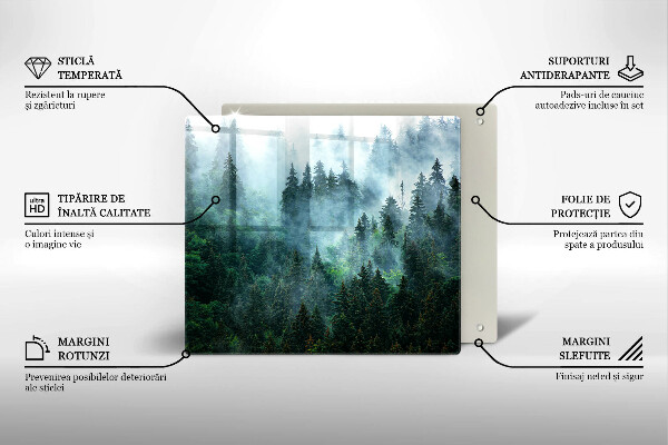 Sklenená doska na krájanie Les v hmle