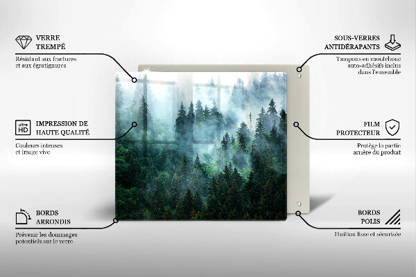 Sklenená doska na krájanie Les v hmle