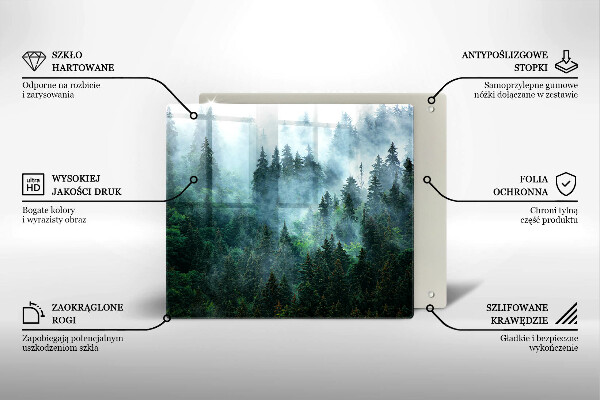 Sklenená doska na krájanie Les v hmle