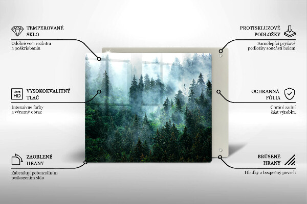 Sklenená doska na krájanie Les v hmle
