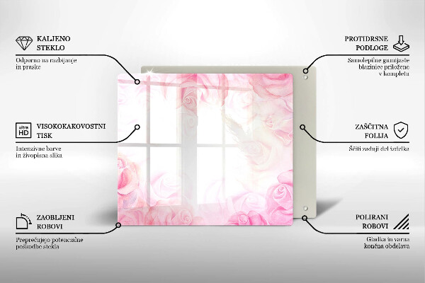 Sklenená doska na krájanie Jemné ruže na pozadí