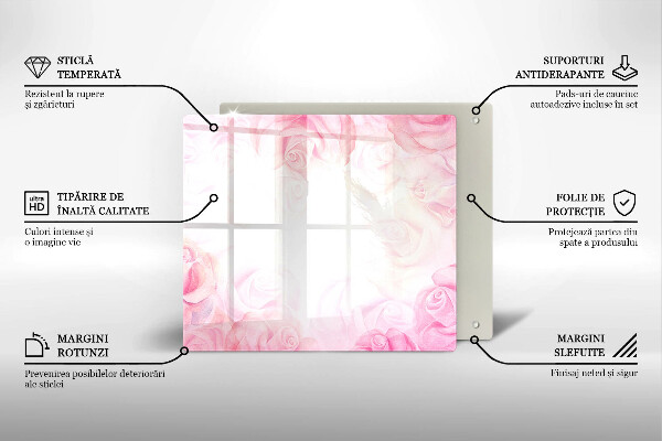 Sklenená doska na krájanie Jemné ruže na pozadí