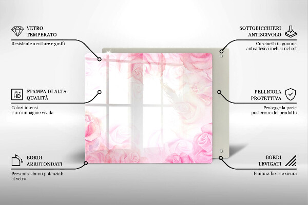 Sklenená doska na krájanie Jemné ruže na pozadí