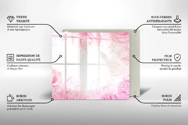 Sklenená doska na krájanie Jemné ruže na pozadí