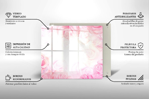 Sklenená doska na krájanie Jemné ruže na pozadí