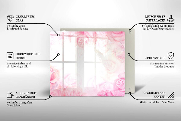 Sklenená doska na krájanie Jemné ruže na pozadí