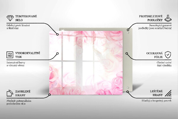 Sklenená doska na krájanie Jemné ruže na pozadí