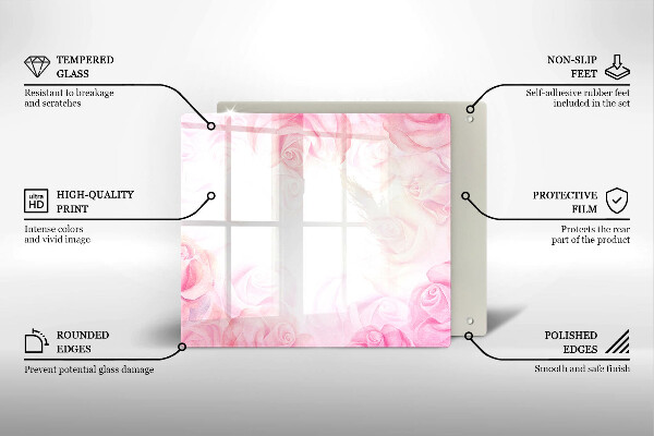 Sklenená doska na krájanie Jemné ruže na pozadí