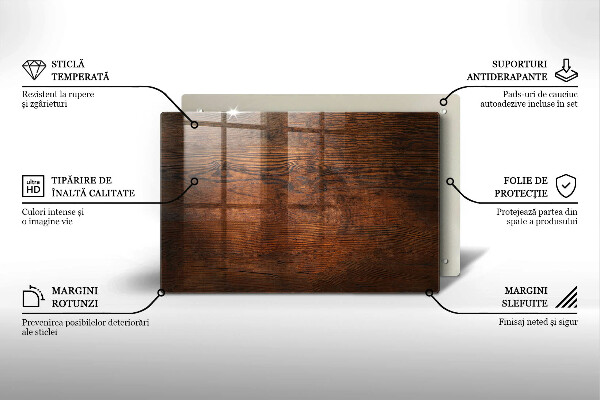Kuchynská doska zo skla Doska z tmavého dreva
