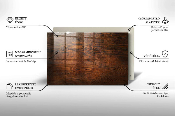 Kuchynská doska zo skla Doska z tmavého dreva