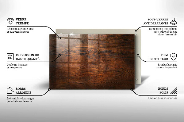Kuchynská doska zo skla Doska z tmavého dreva