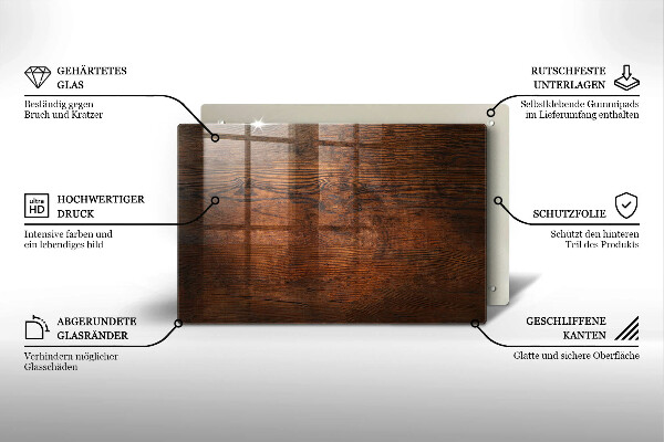 Kuchynská doska zo skla Doska z tmavého dreva