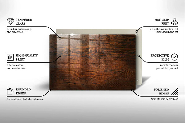 Kuchynská doska zo skla Doska z tmavého dreva
