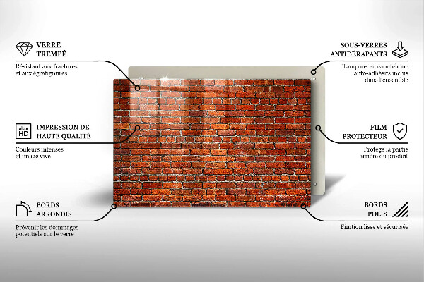 Kuchynská doska zo skla Stena z tehlovej steny