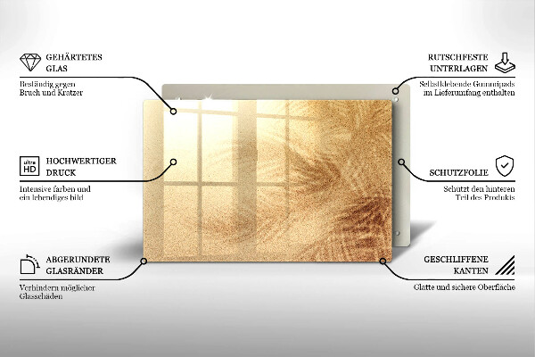 Kuchynská doska zo skla Dovolenka na pláži s pieskom