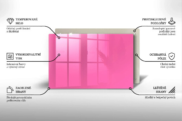 Kuchynská doska zo skla Ružová farba
