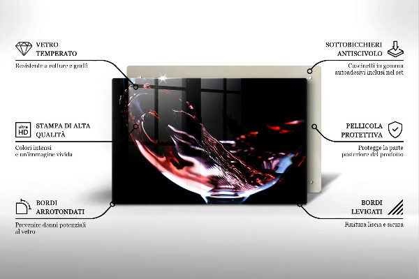 Kuchynská doska zo skla Pohárik červeného vína