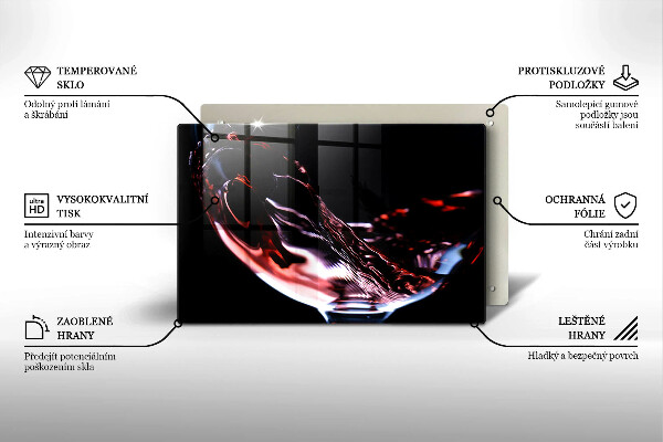 Kuchynská doska zo skla Pohárik červeného vína