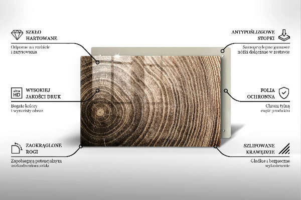 Kuchynská doska zo skla Drevené krúžky