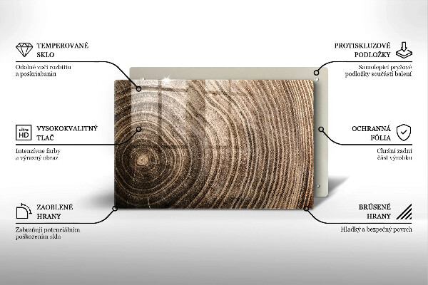 Kuchynská doska zo skla Drevené krúžky
